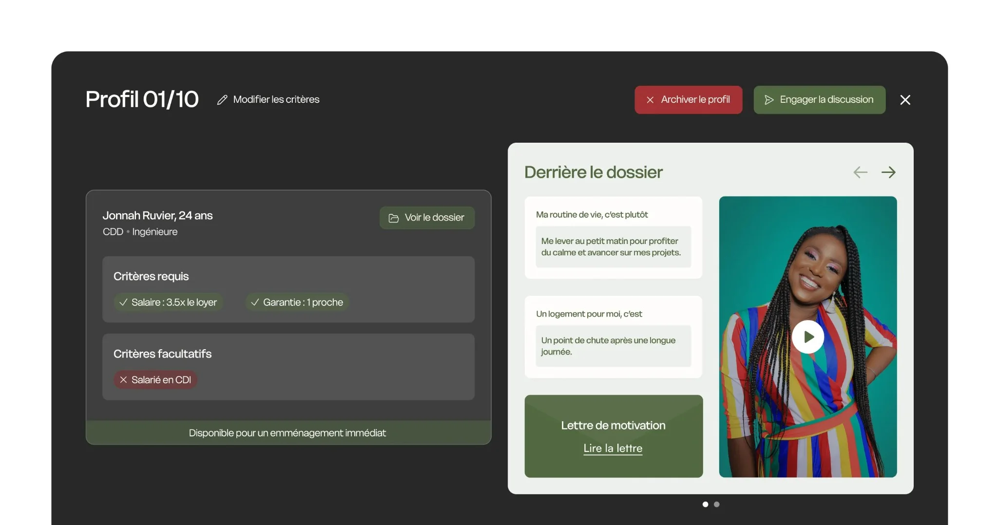 Écran Miramo présentant la sélection des équipements du logement