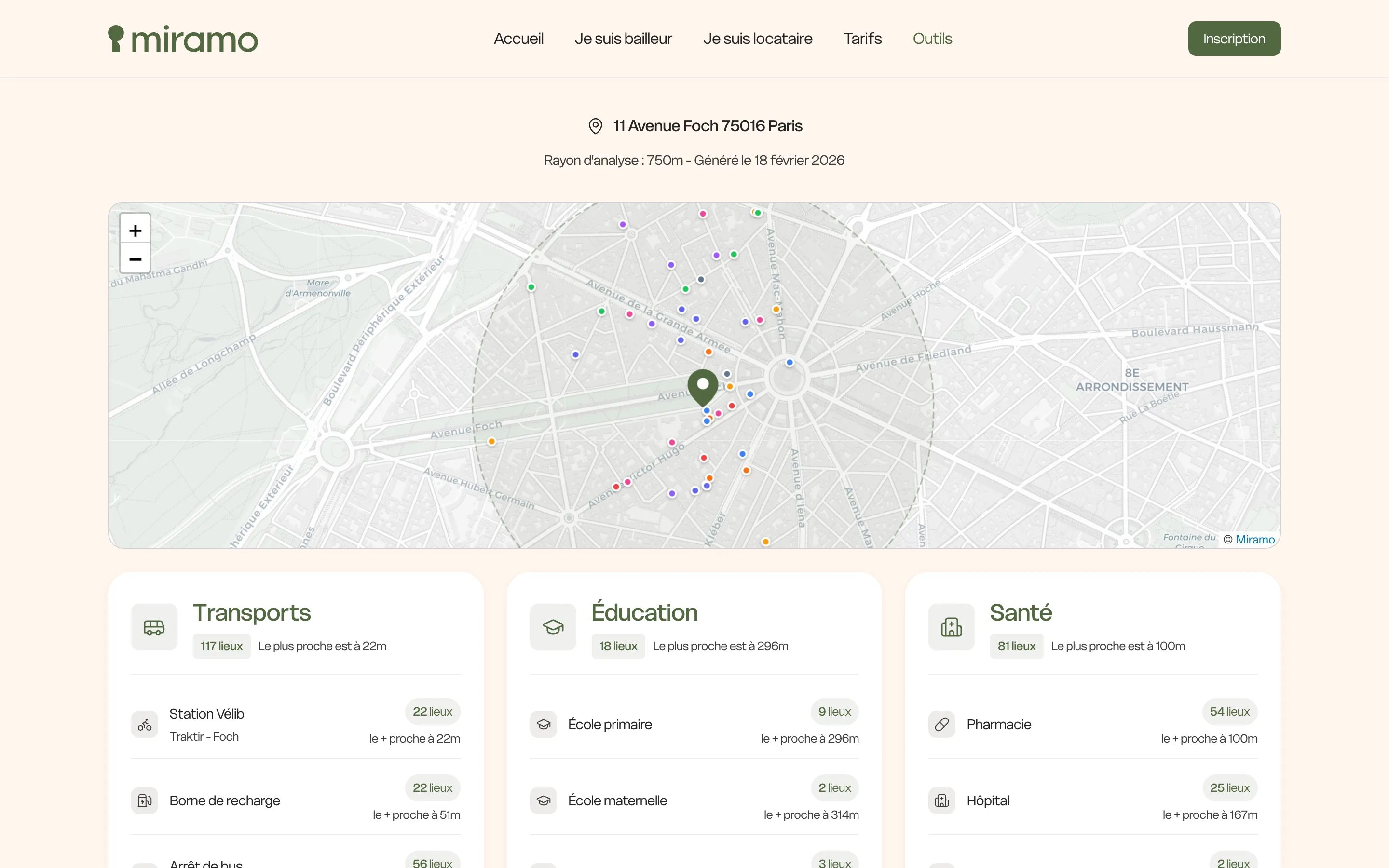 Aperçu du rapport d'analyse de quartier sur desktop